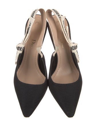 Christian Dior Graphic Print Bow Accents Slingback Pumps