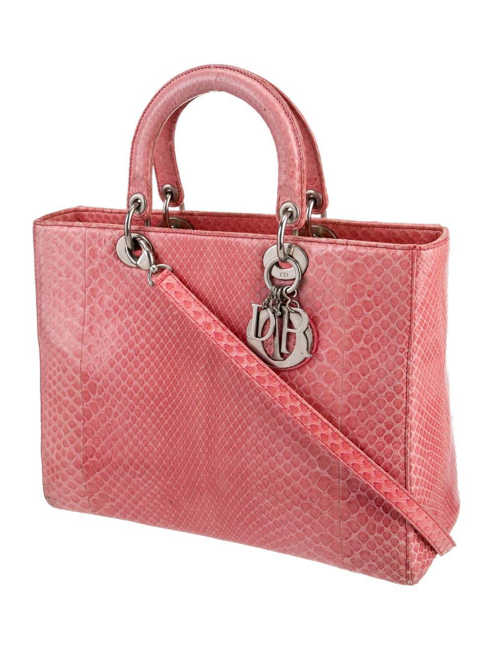 Christian Dior Top Handle Bag Pink Python Silver-… - image 3
