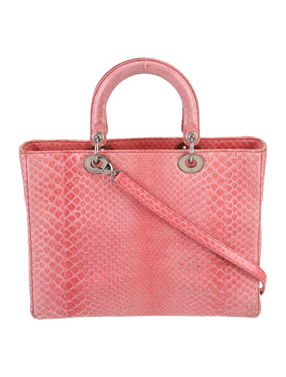 Christian Dior Top Handle Bag Pink Python Silver-… - image 4