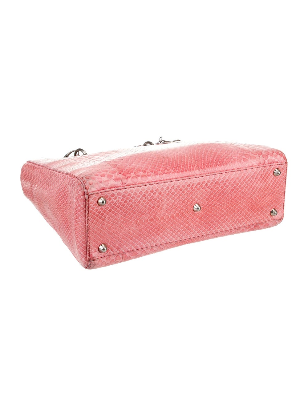 Christian Dior Top Handle Bag Pink Python Silver-… - image 5