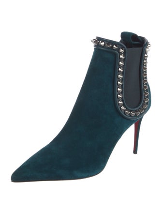 Christian Louboutin Suede Studded Accents Chelsea Boots