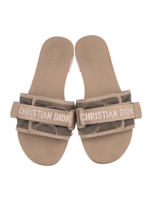 Christian Dior Animal Print Fringe Trim Accent Slides