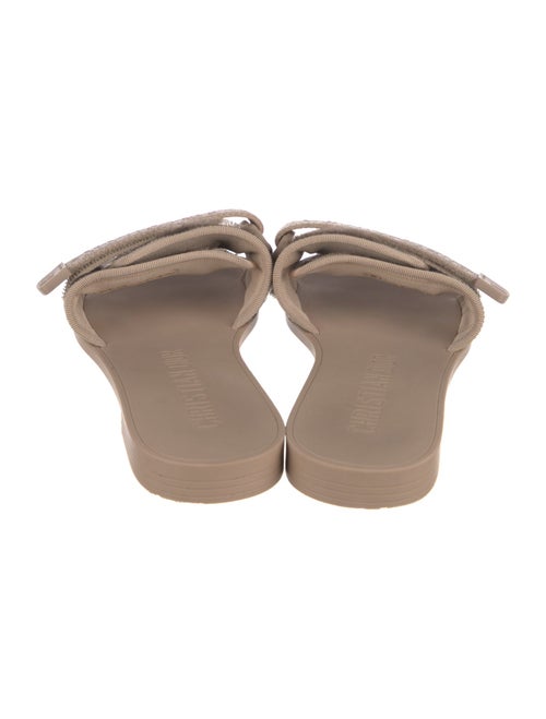 Christian Dior Animal Print Fringe Trim Accent Slides