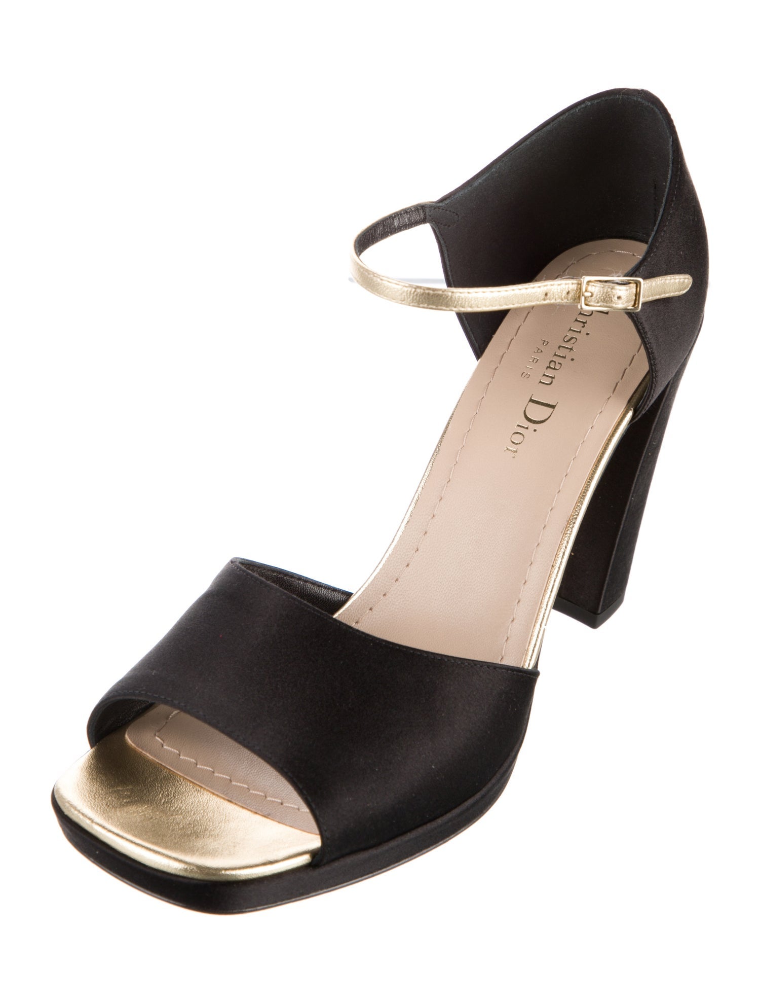 Christian Dior Satin Leather Trim Embellishment Sandals