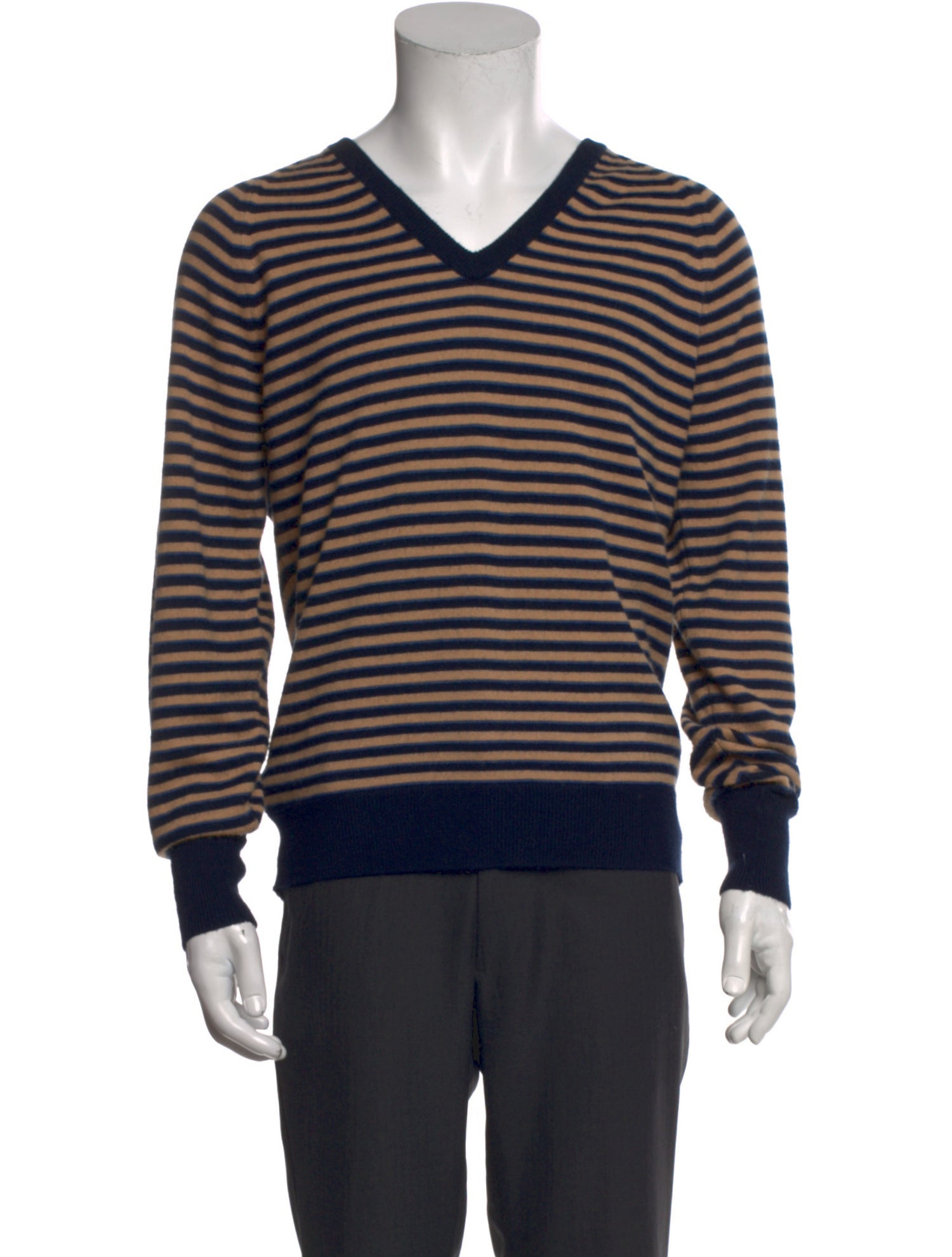 Christian Dior Striped V-Neck Pullover