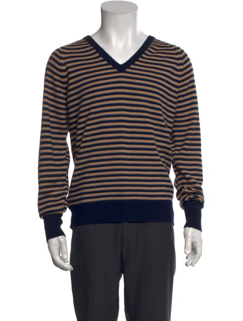 Christian Dior Striped V-Neck Pullover