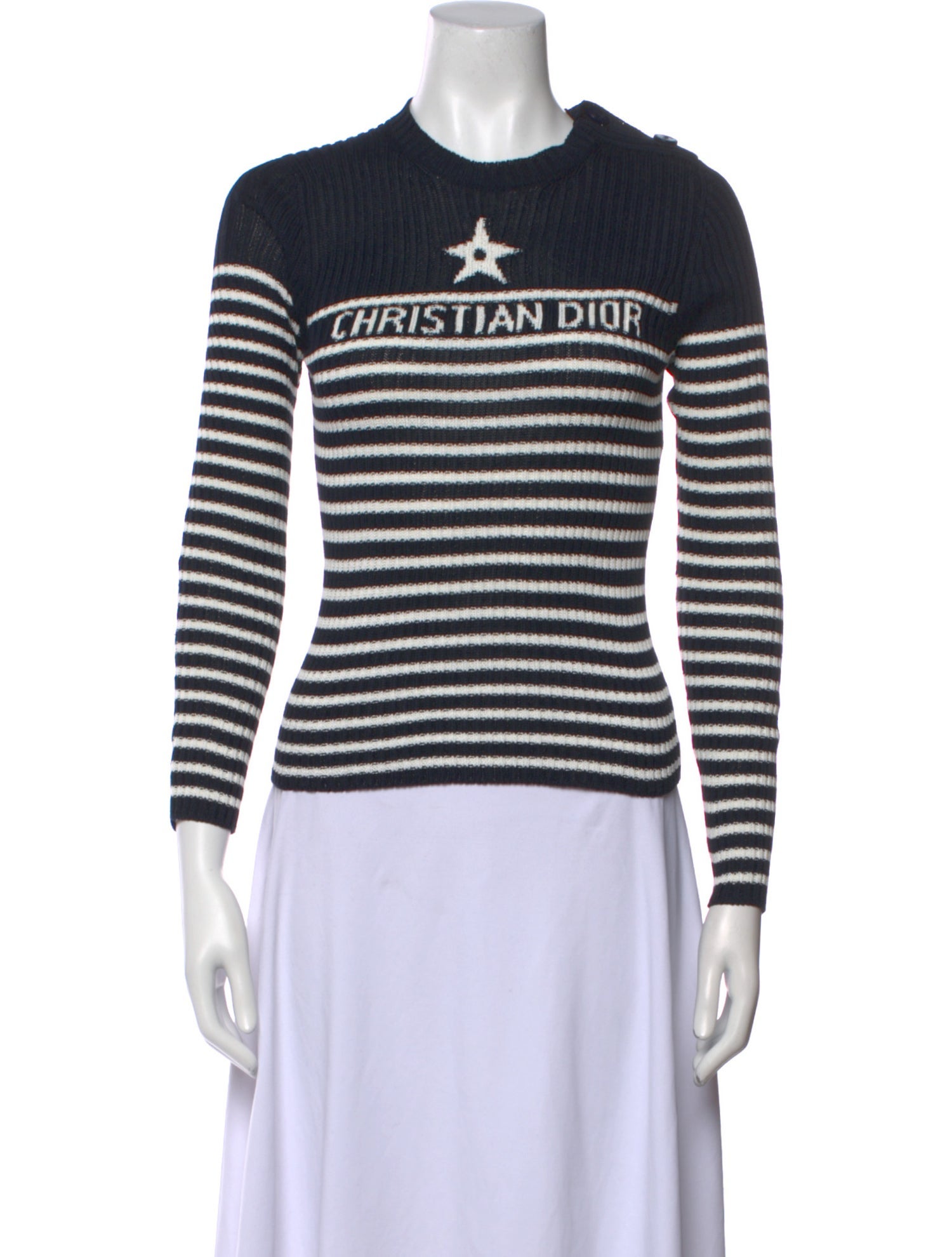 Christian Dior Striped Crew Neck Sweater w/ Tags