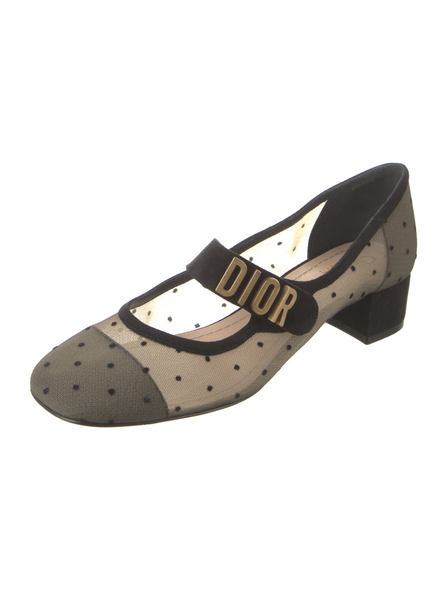 Christian Dior Mesh Bow Accents Mary Jane Flats