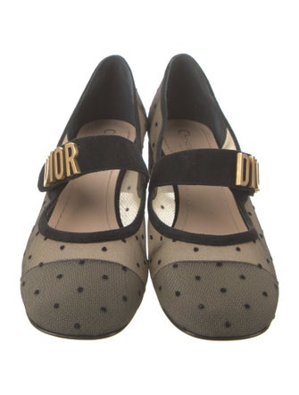 Christian Dior Mesh Bow Accents Mary Jane Flats