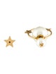 Christian Dior Faux Pearl Moon & Star Asymmetric Tribales Earrings