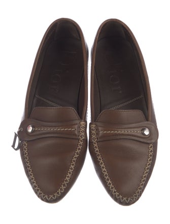 Christian Dior Leather Whipstitch Trim Loafers