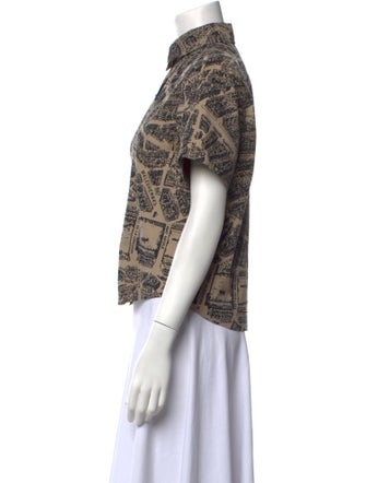 Christian Dior Printed Short Sleeve Button-Up Top