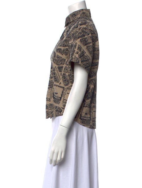 Christian Dior Printed Short Sleeve Button-Up Top