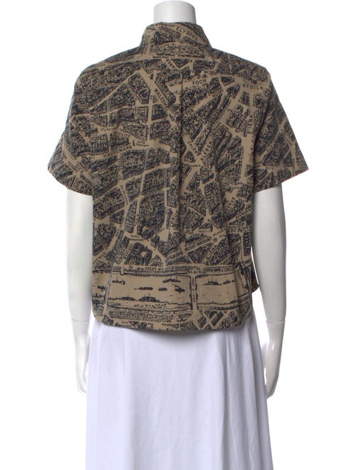 Christian Dior Printed Short Sleeve Button-Up Top