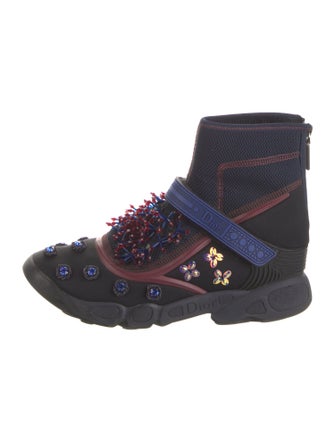 Christian Dior Mesh Crystal Embellishments Sock Boots