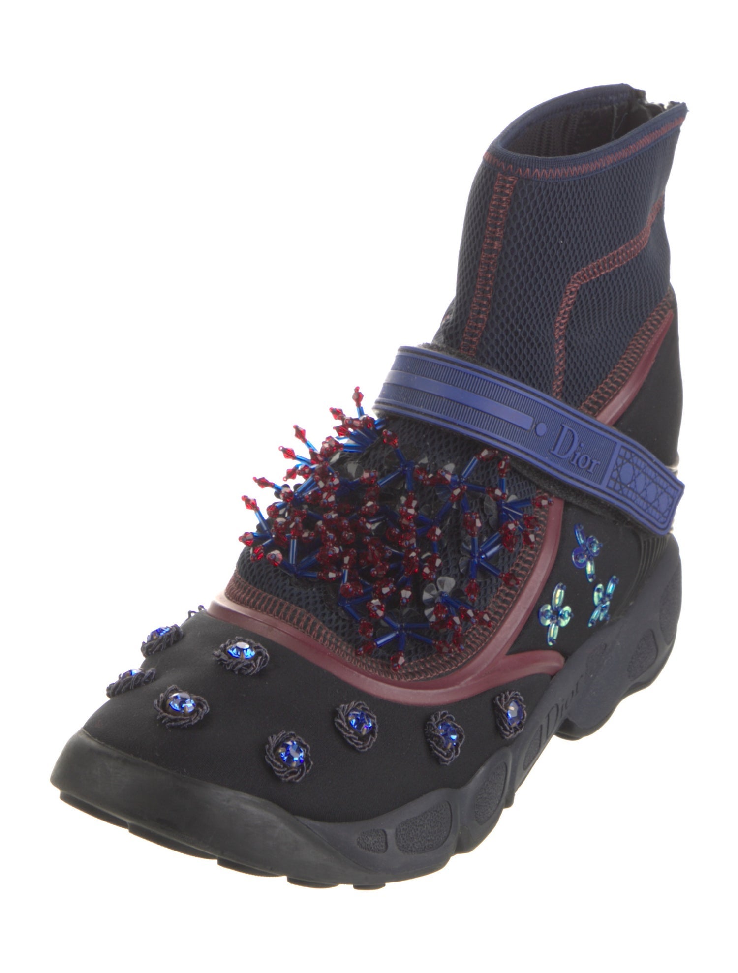 Christian Dior Mesh Crystal Embellishments Sock Boots