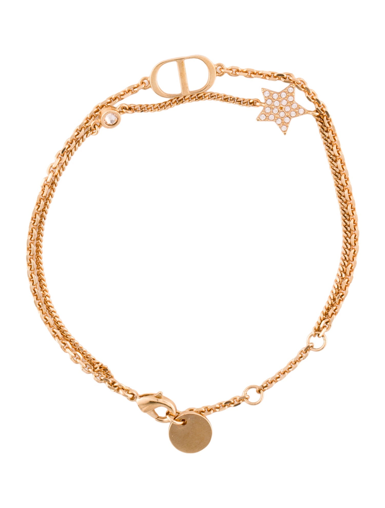 Christian Dior Crystal Petit CD Double Strand Link Bracelet