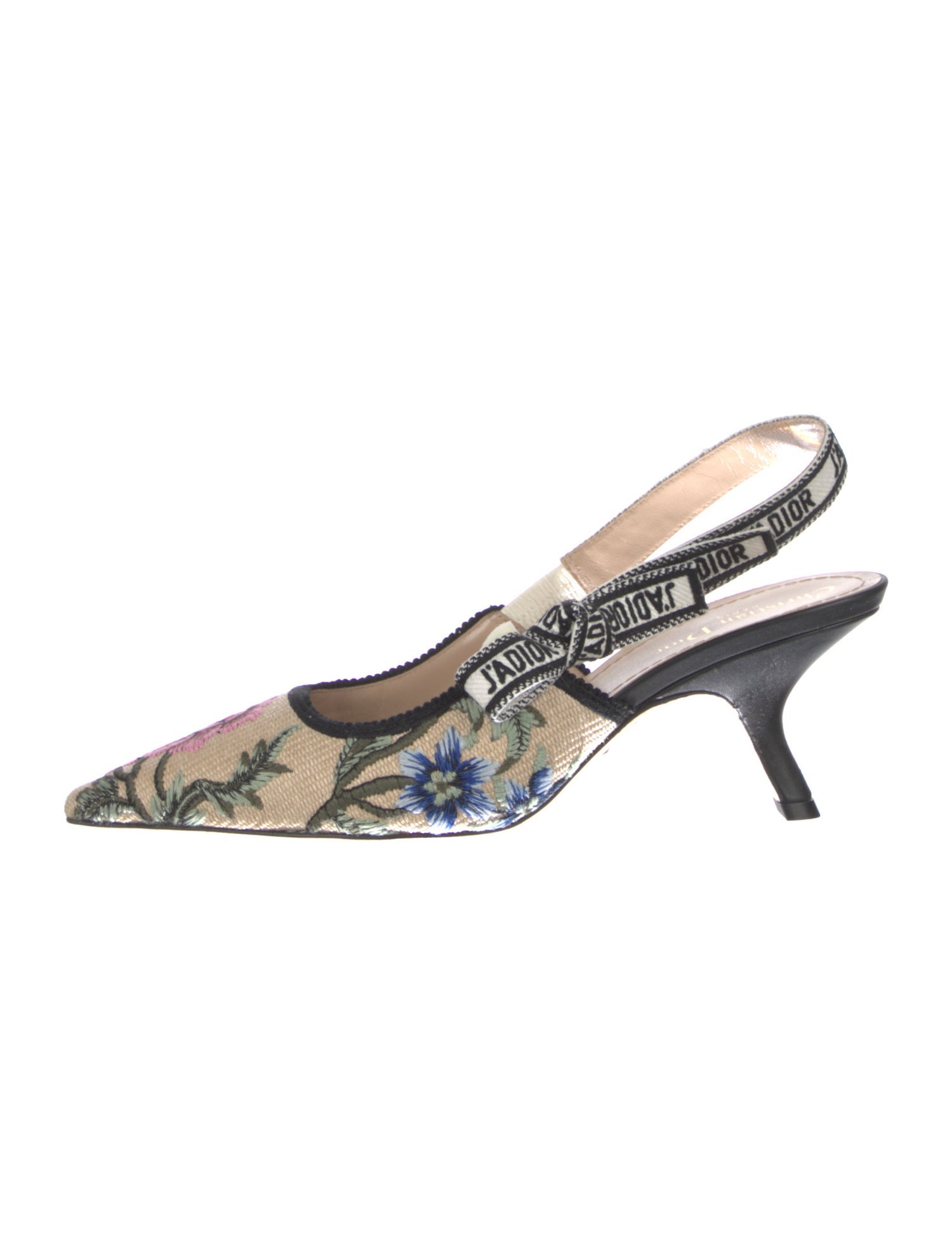Christian Dior Printed Bow Accents Slingback Pumps
