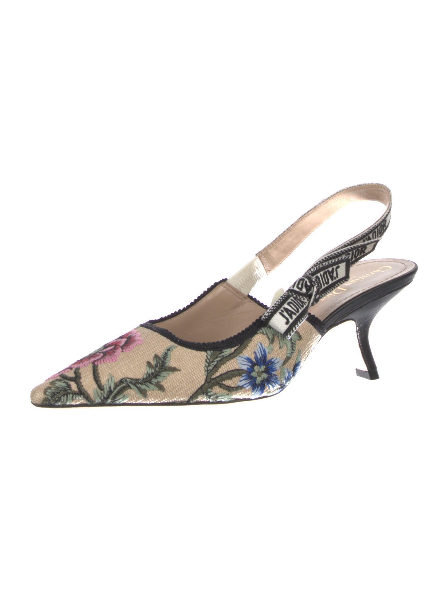 Christian Dior Printed Bow Accents Slingback Pumps