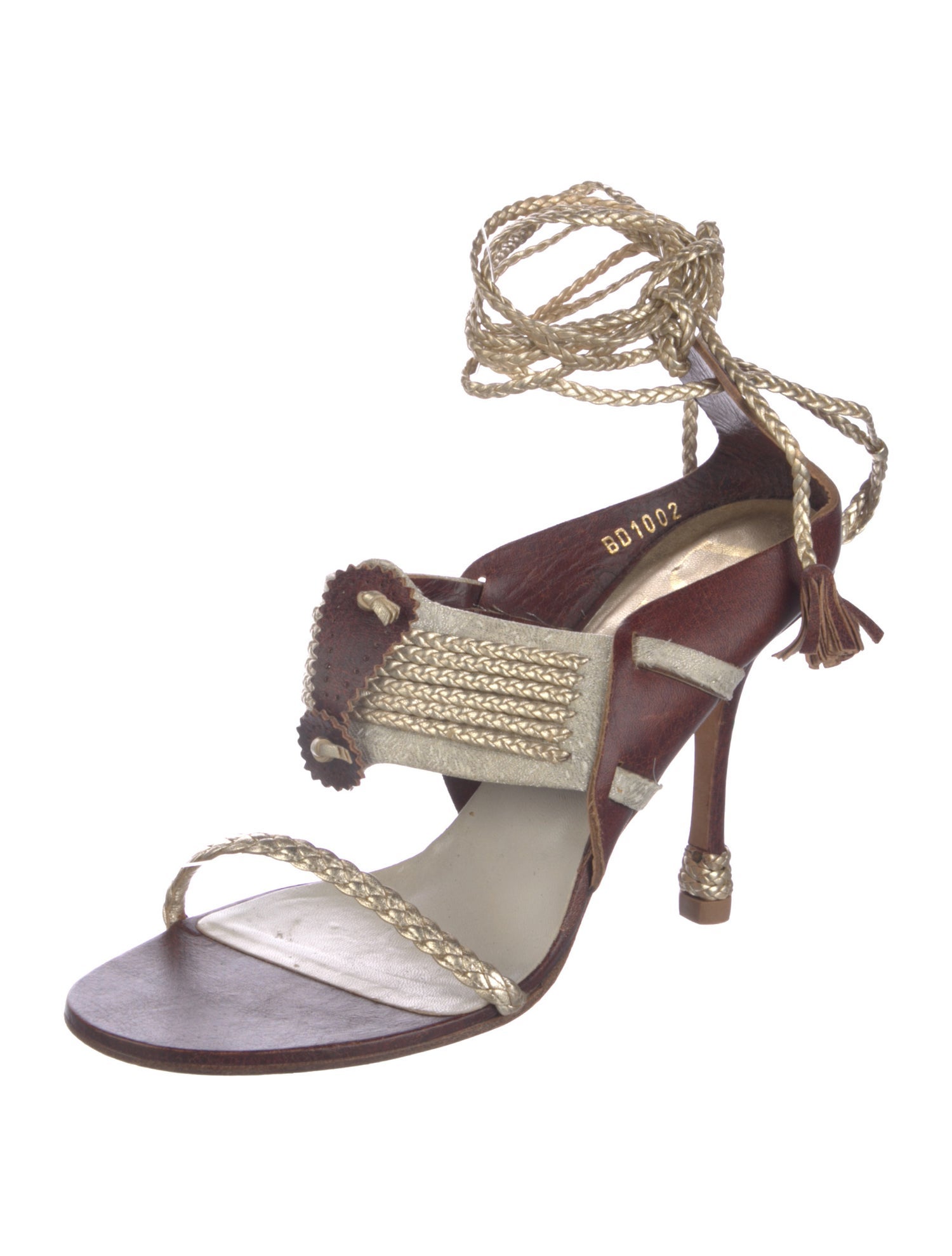 Christian Dior Leather Colorblock Pattern Sandals