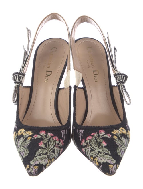 Christian Dior Floral Print Embroidered Accent Slingback Pumps