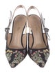 Christian Dior Floral Print Embroidered Accent Slingback Pumps