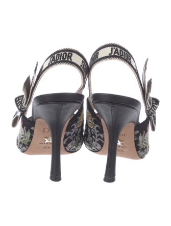 Christian Dior Floral Print Embroidered Accent Slingback Pumps