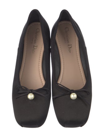 Christian Dior Satin Bow Accents Ballet Flats