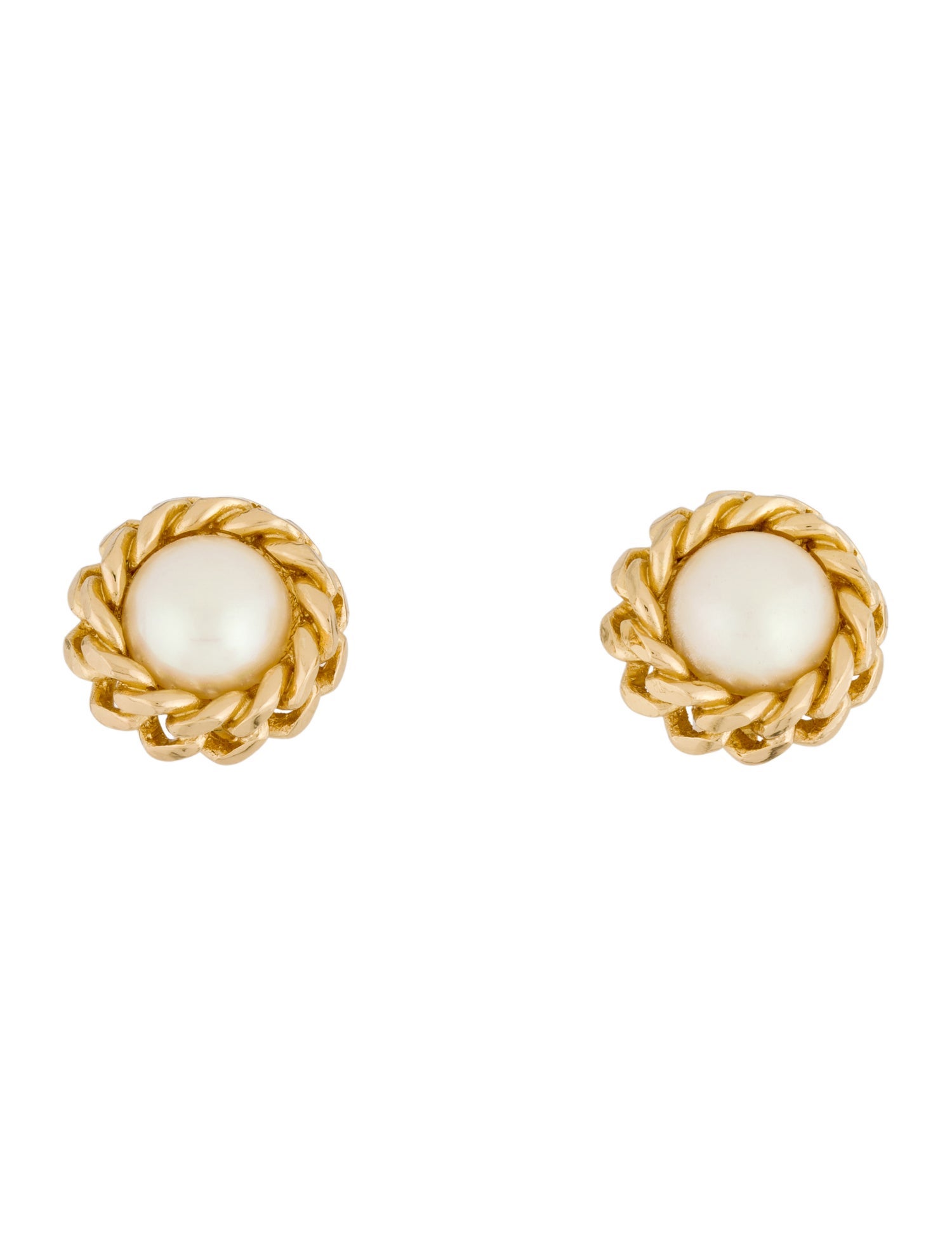 Christian Dior Vintage Faux Pearl Stud Clip-On Earrings