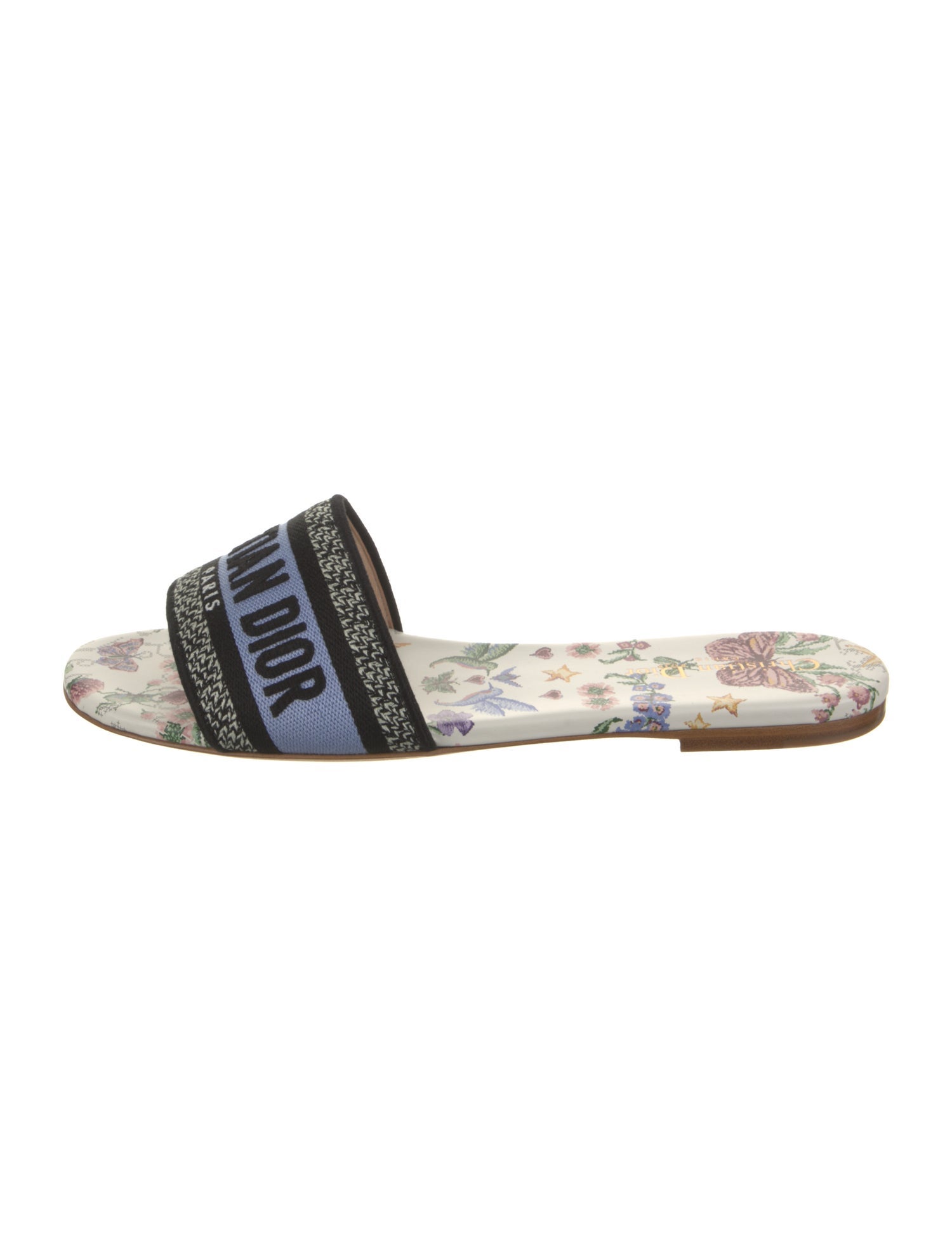 Christian Dior Canvas Printed Slides w/ Tags