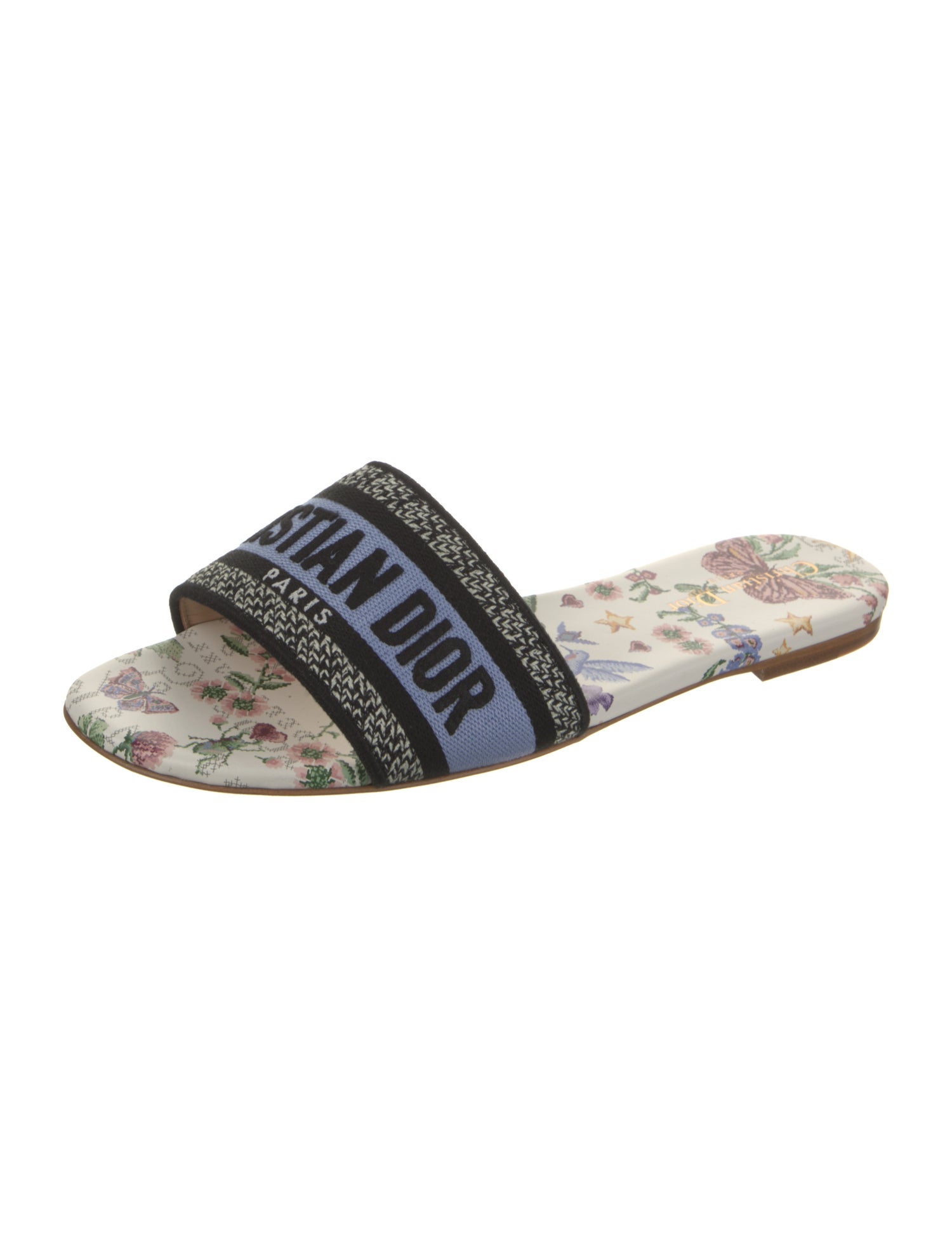 Christian Dior Canvas Printed Slides w/ Tags