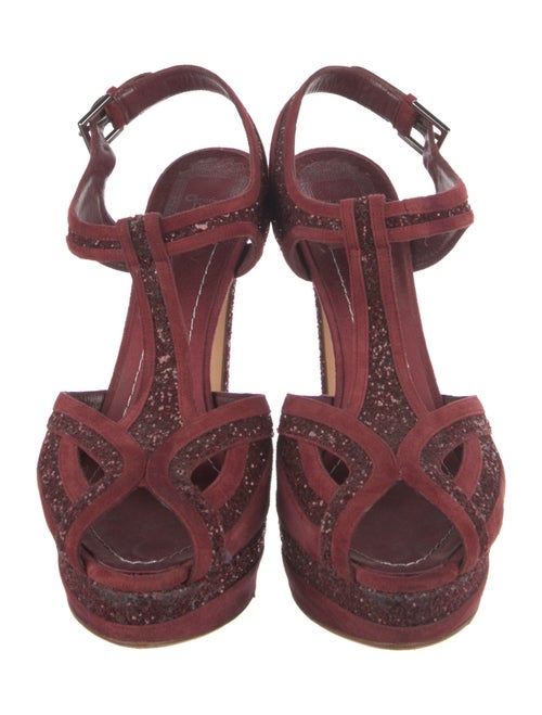 Christian Dior Suede Glitter Accents T-Strap Pumps