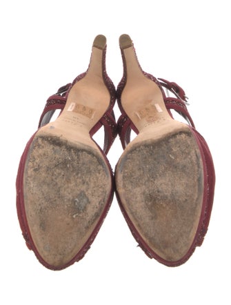 Christian Dior Suede Glitter Accents T-Strap Pumps