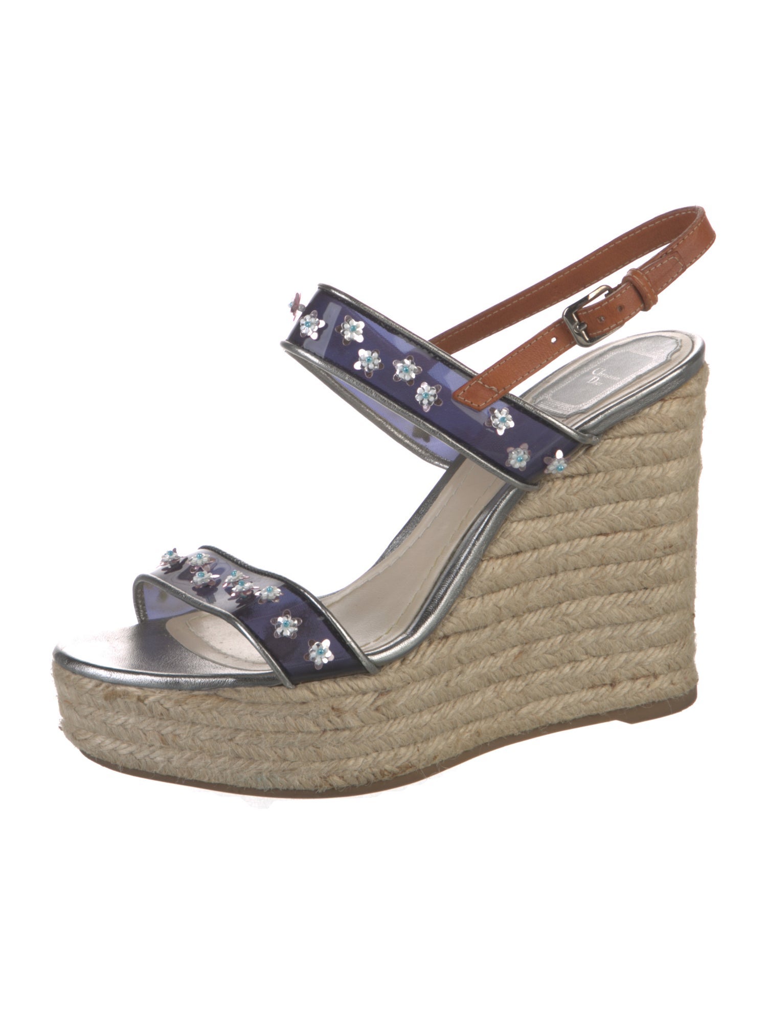 Christian Dior Leather Beaded Accents Espadrilles