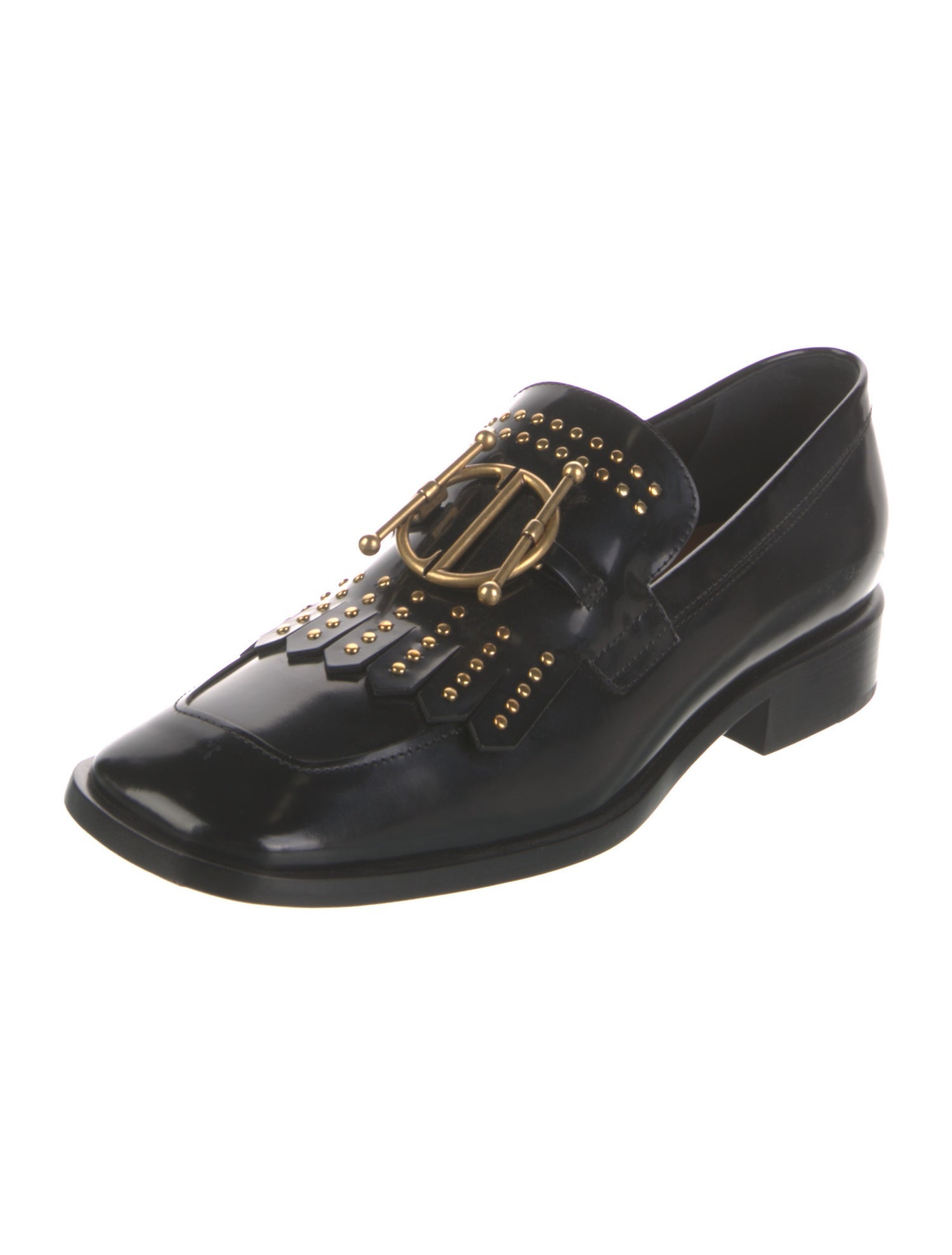 Christian Dior Leather Studded Accents Loafers