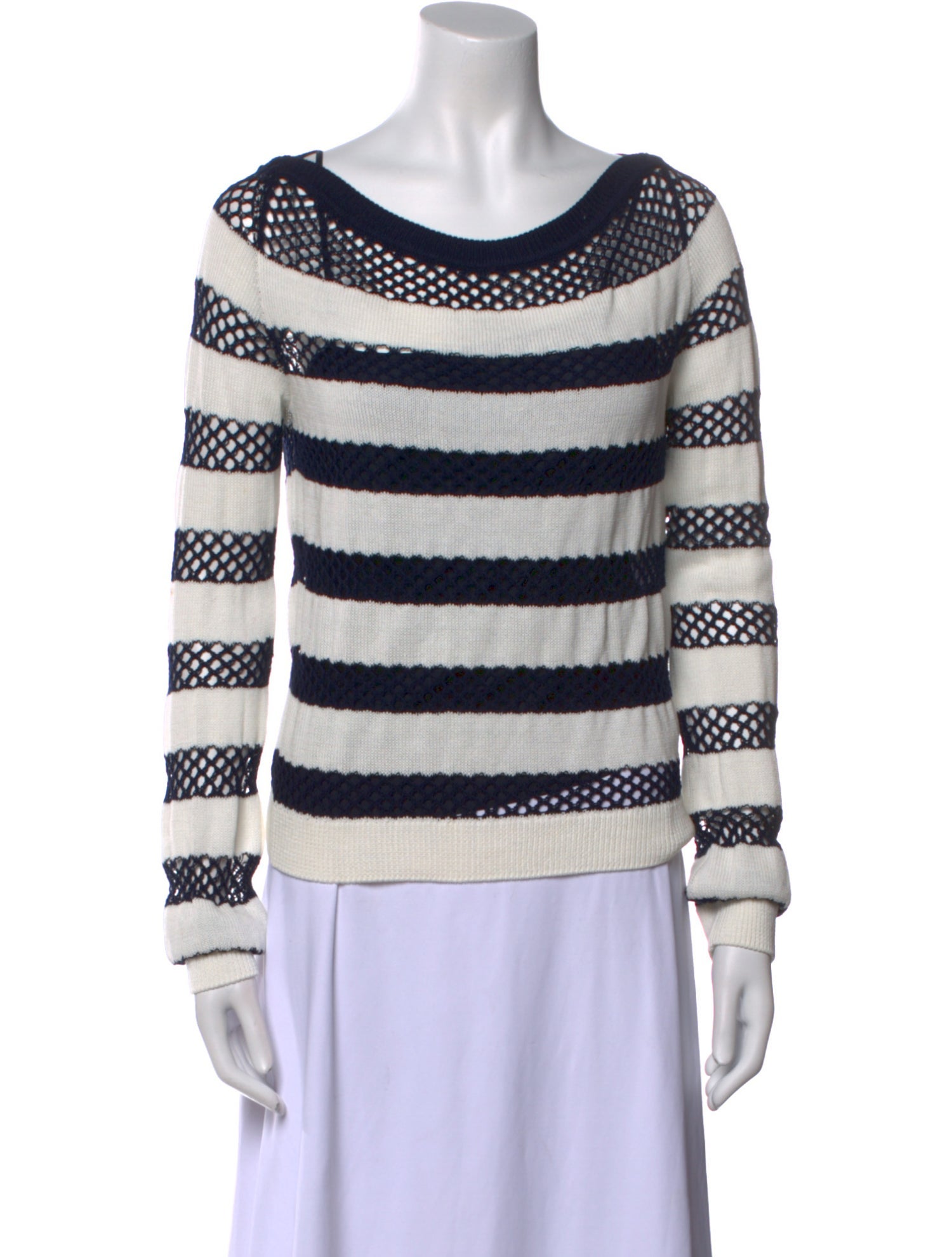 Christian Dior Striped Scoop Neck Sweatshirt