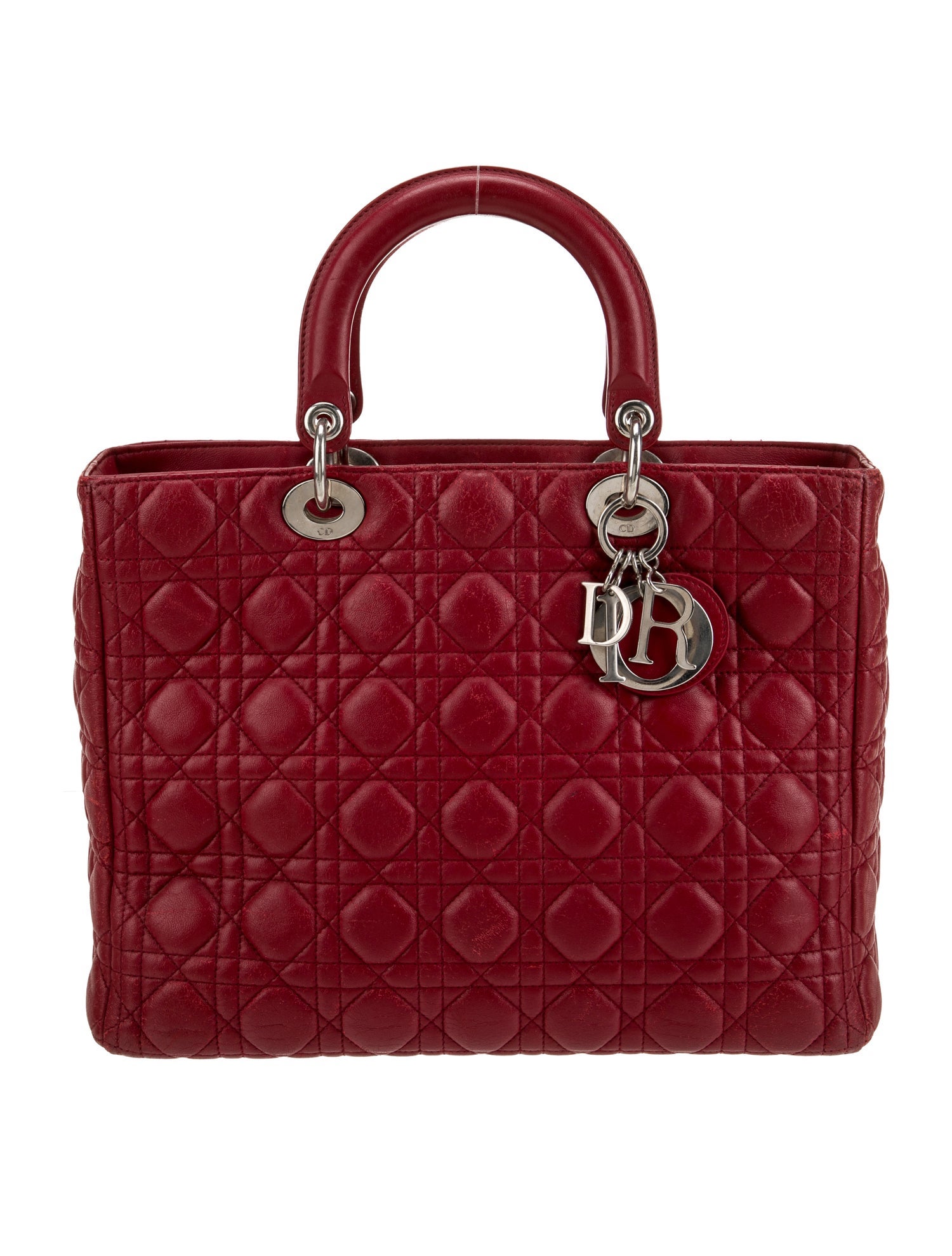Christian Dior Large Cannage Lady Dior Bag - Red Handle Bags