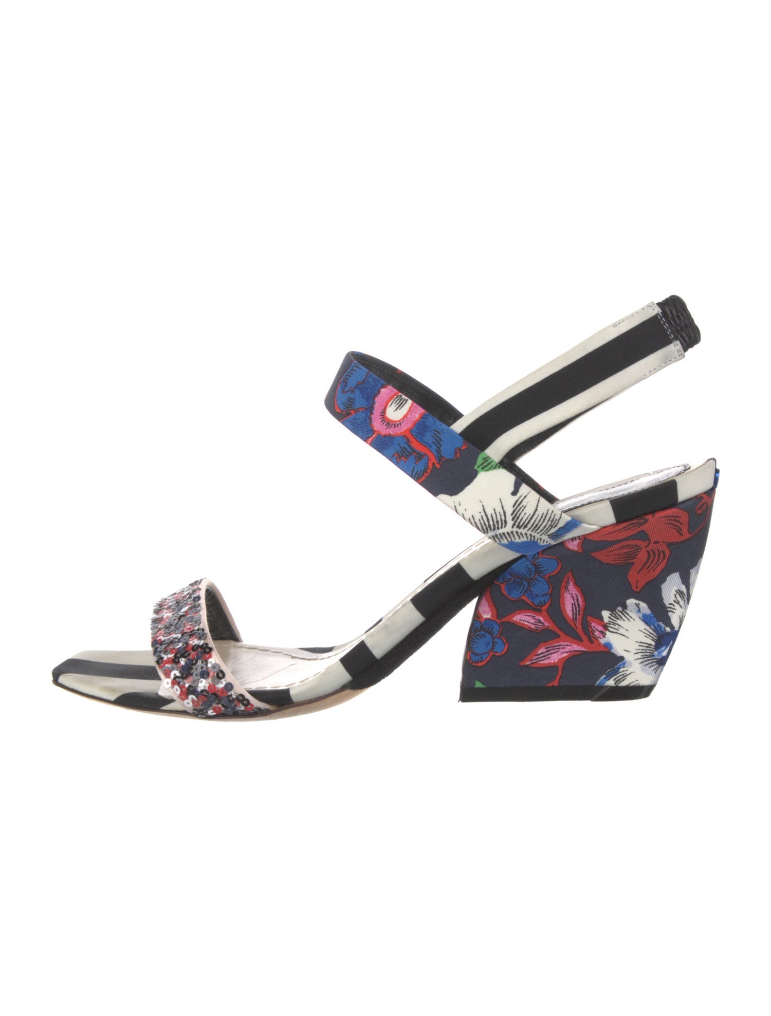 Christian Dior Printed Sequin Embellishments Slingback Sandals