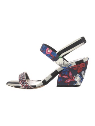 Christian Dior Printed Sequin Embellishments Slingback Sandals