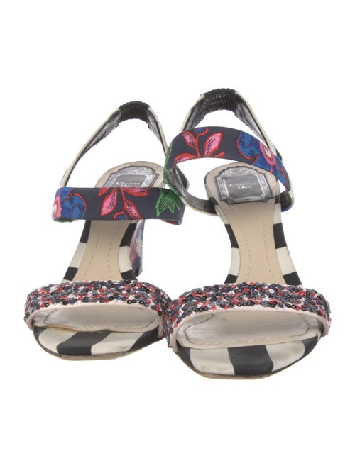 Christian Dior Printed Sequin Embellishments Slingback Sandals