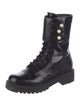 Christian Dior Faux Pearl Accents Patent Leather Combat Boots