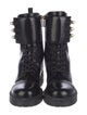 Christian Dior Faux Pearl Accents Patent Leather Combat Boots