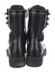 Christian Dior Faux Pearl Accents Patent Leather Combat Boots