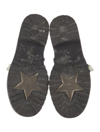 Christian Dior Faux Pearl Accents Patent Leather Combat Boots