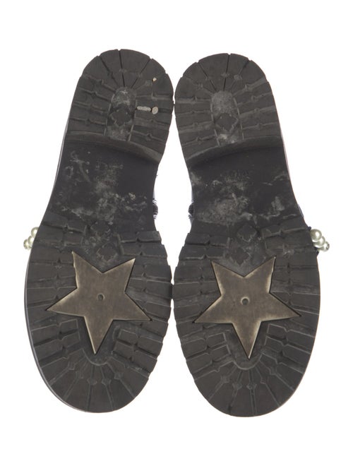 Christian Dior Faux Pearl Accents Patent Leather Combat Boots