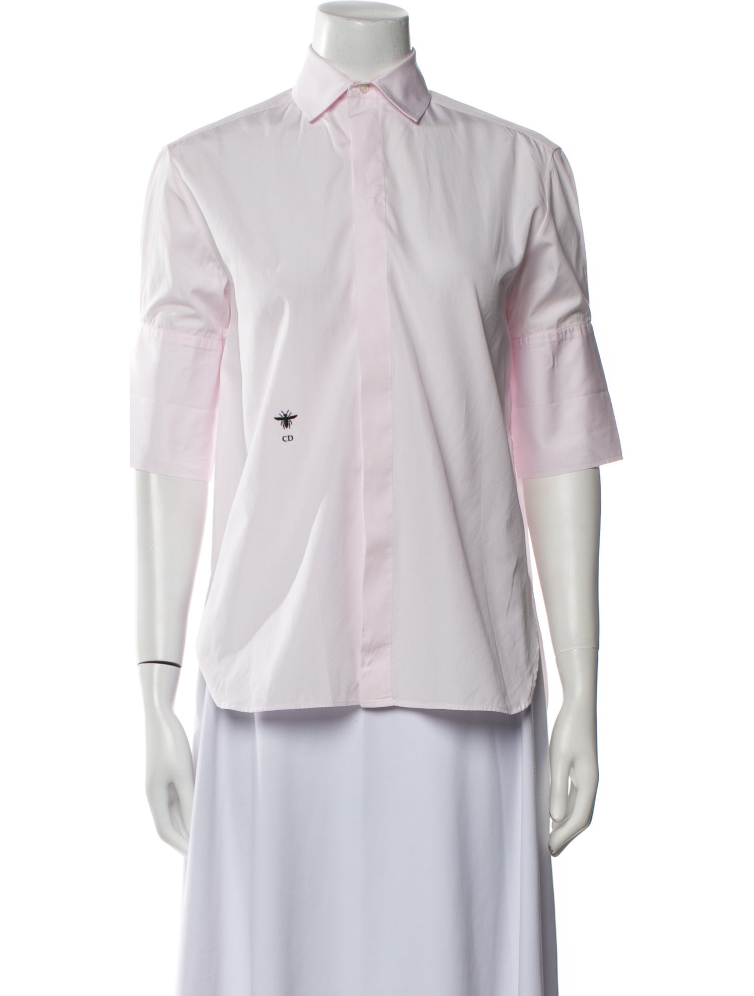 Christian Dior Three-Quarter Sleeve Button-Up Top
