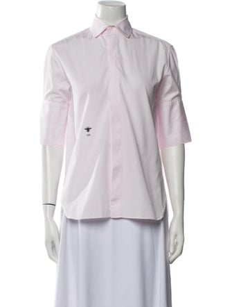 Christian Dior Three-Quarter Sleeve Button-Up Top