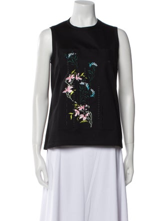 Christian Dior Floral Print Crew Neck Top