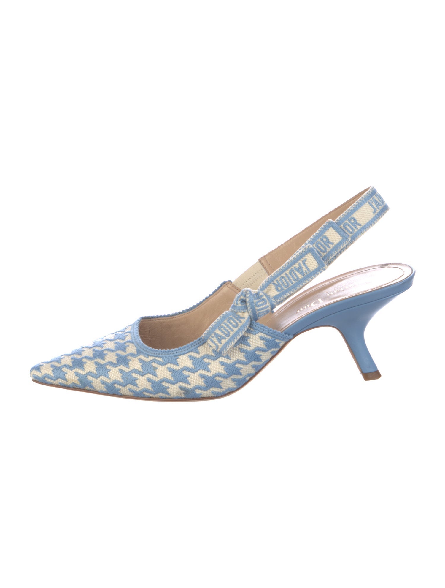Christian Dior Houndstooth Print Bow Accents Slingback Pumps