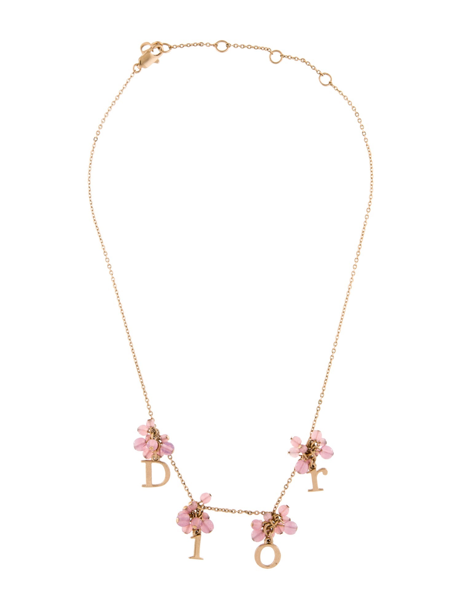 Christian Dior Beaded Logo Station Necklace